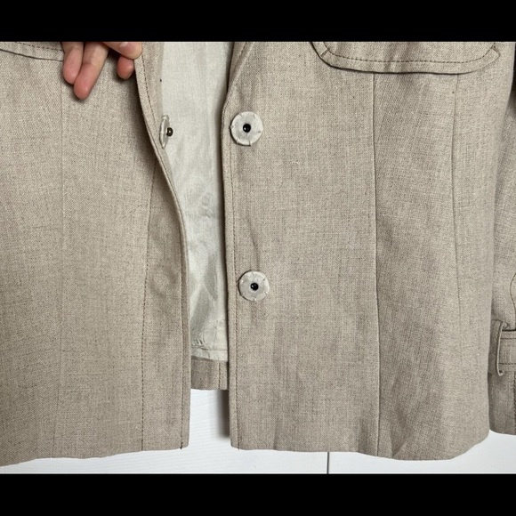 Ann Taylor Loft Linen Blazer Beige Cape Back Women's Size 8 - Picture 4 of 16